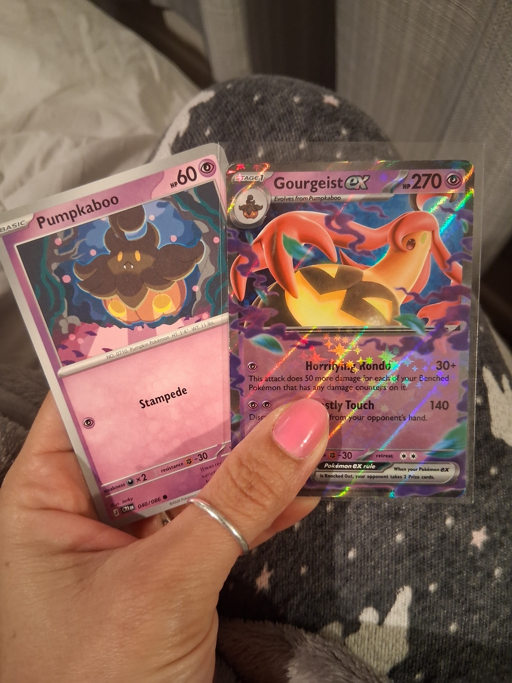 Pokemon Pink and Purple Pumpkaboo & Gourgeist EX Holo Trading Cards